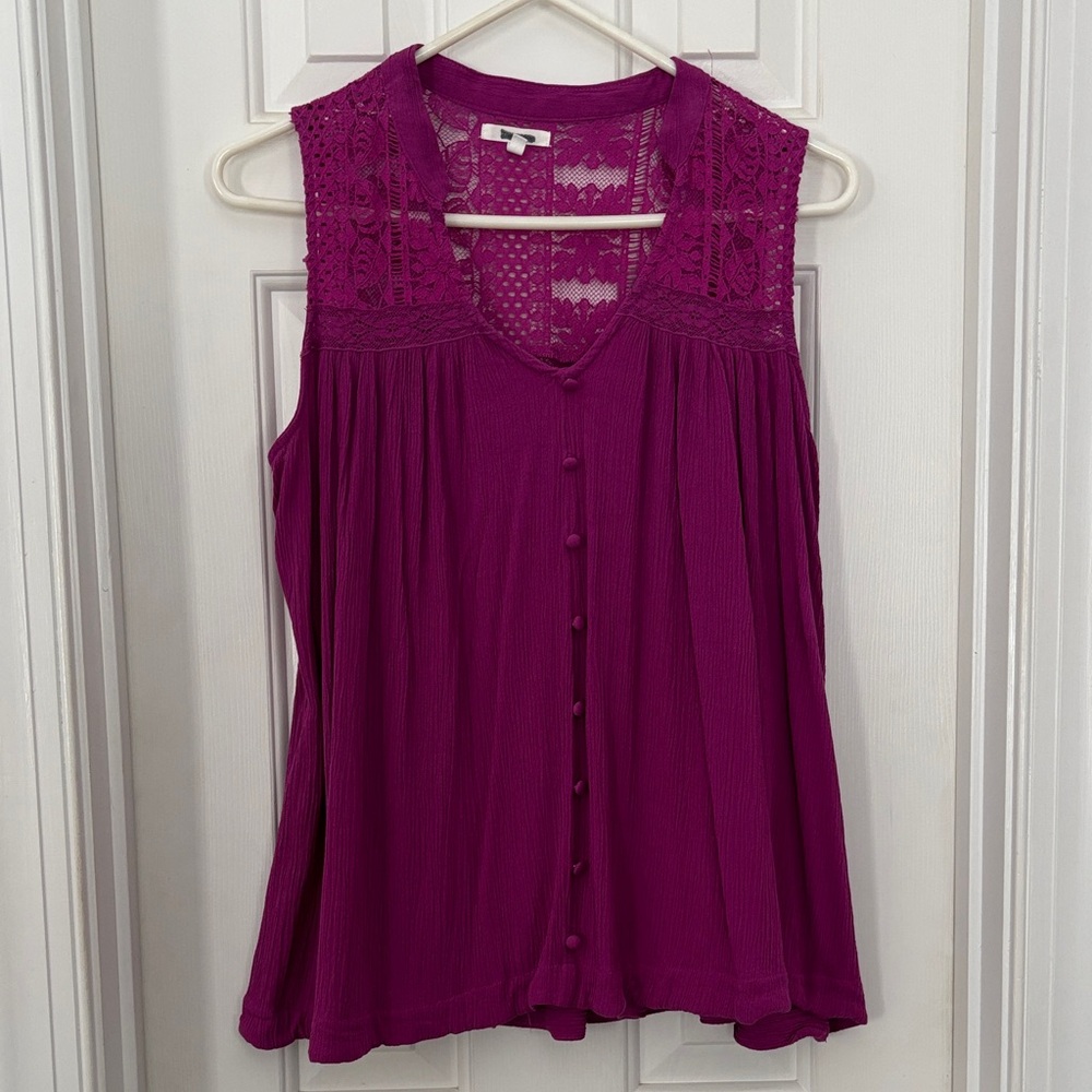 Maurices Sleeveless Lace Blouse - Magenta